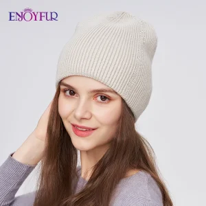 ENJOYFUR Women Winter Wool Hat